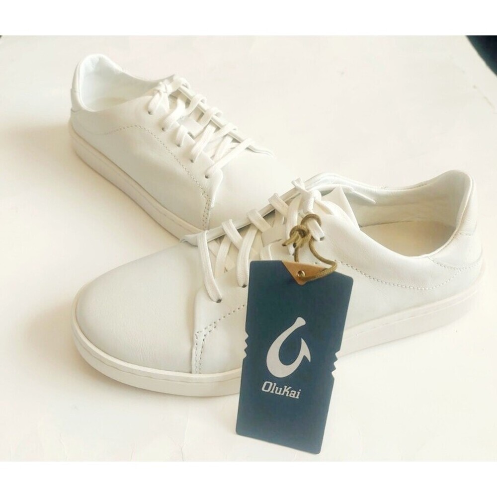 Olukai Womens Size 9 PEHUEA LI ILI Casual Leather Sneaker Bright White Shoe - Picture 4 of 9